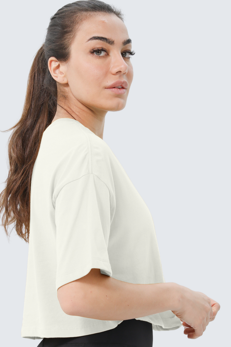 W Moon Tee Oversized Cropped - Natural