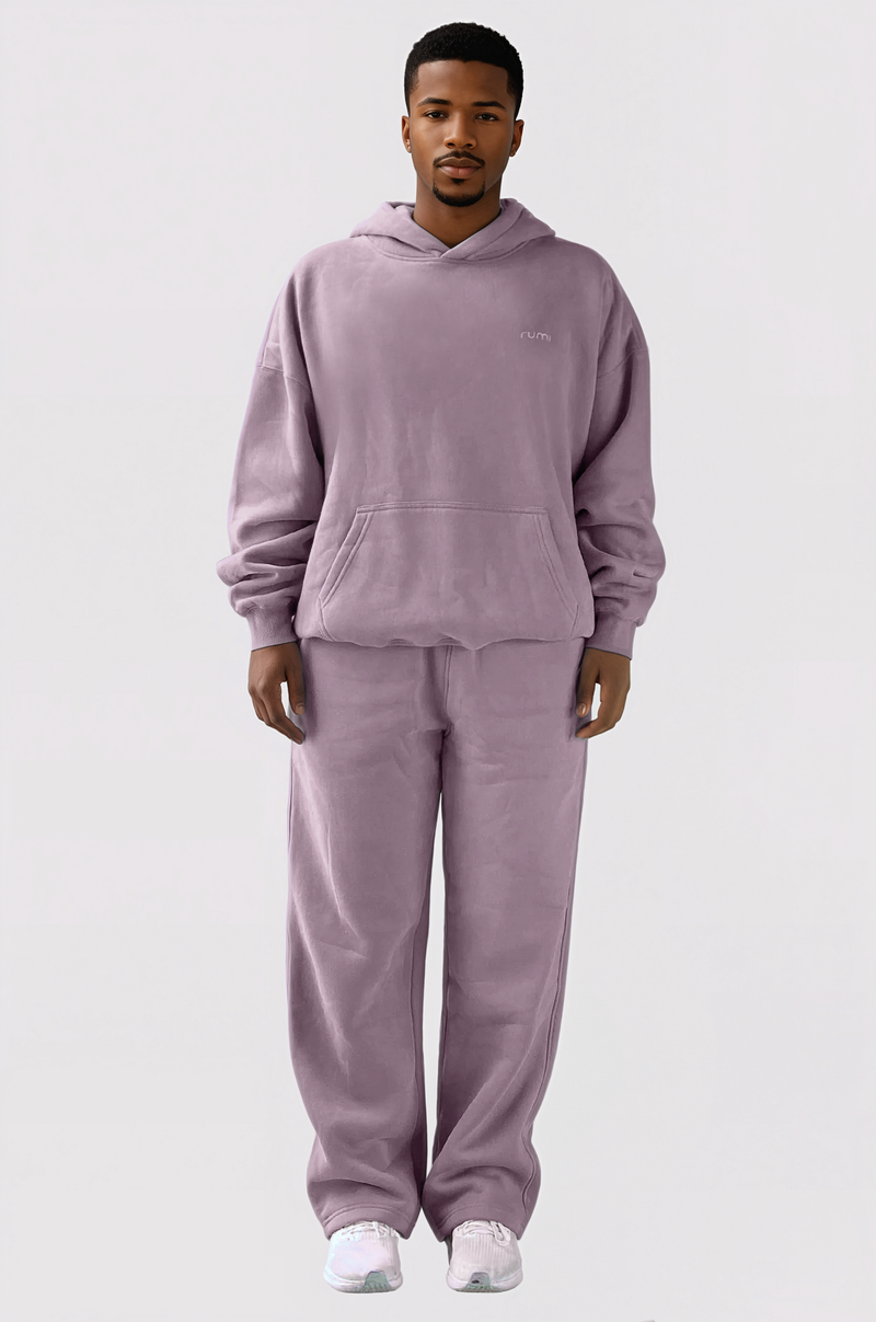 U Moon Sweatpants Relaxed Open Fleece - Plum Light