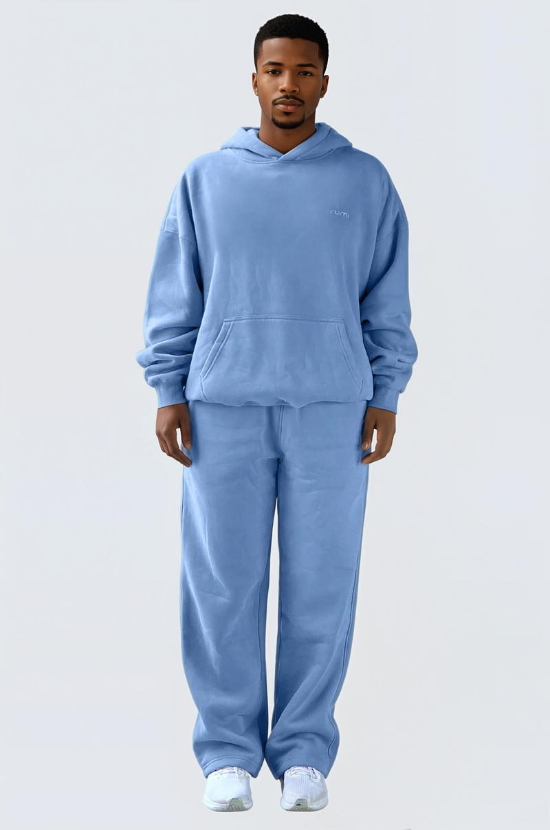 U Moon Sweatpants Relaxed Open Fleece - Ocean