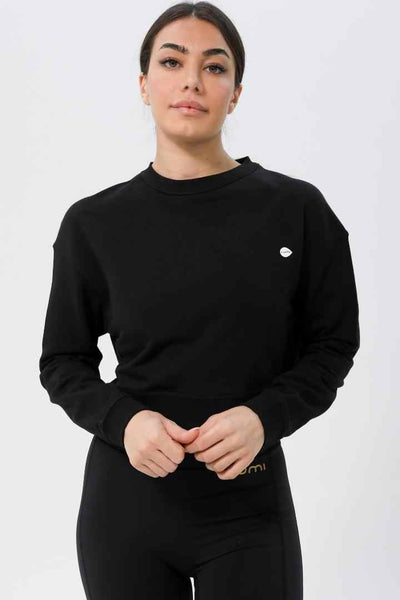 Rumi Earth Moon Cropped Sweatshirt - Black 1