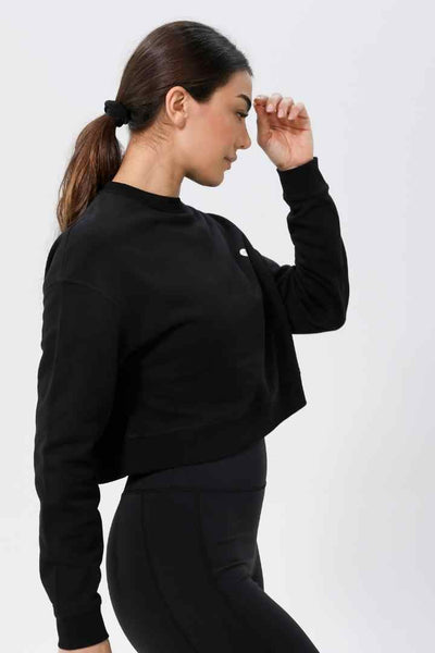 Rumi Earth Moon Cropped Sweatshirt - Black 3