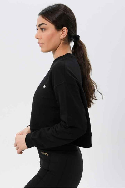 Rumi Earth Moon Cropped Sweatshirt - Black 5