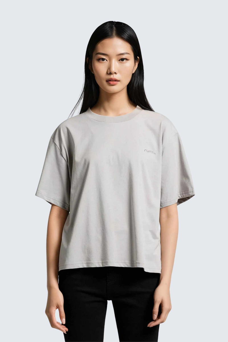 W Moon Tee Short Oversize - Stone