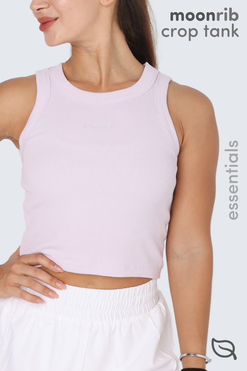 W Moon Cropped Ribbed Tank - Orchid
