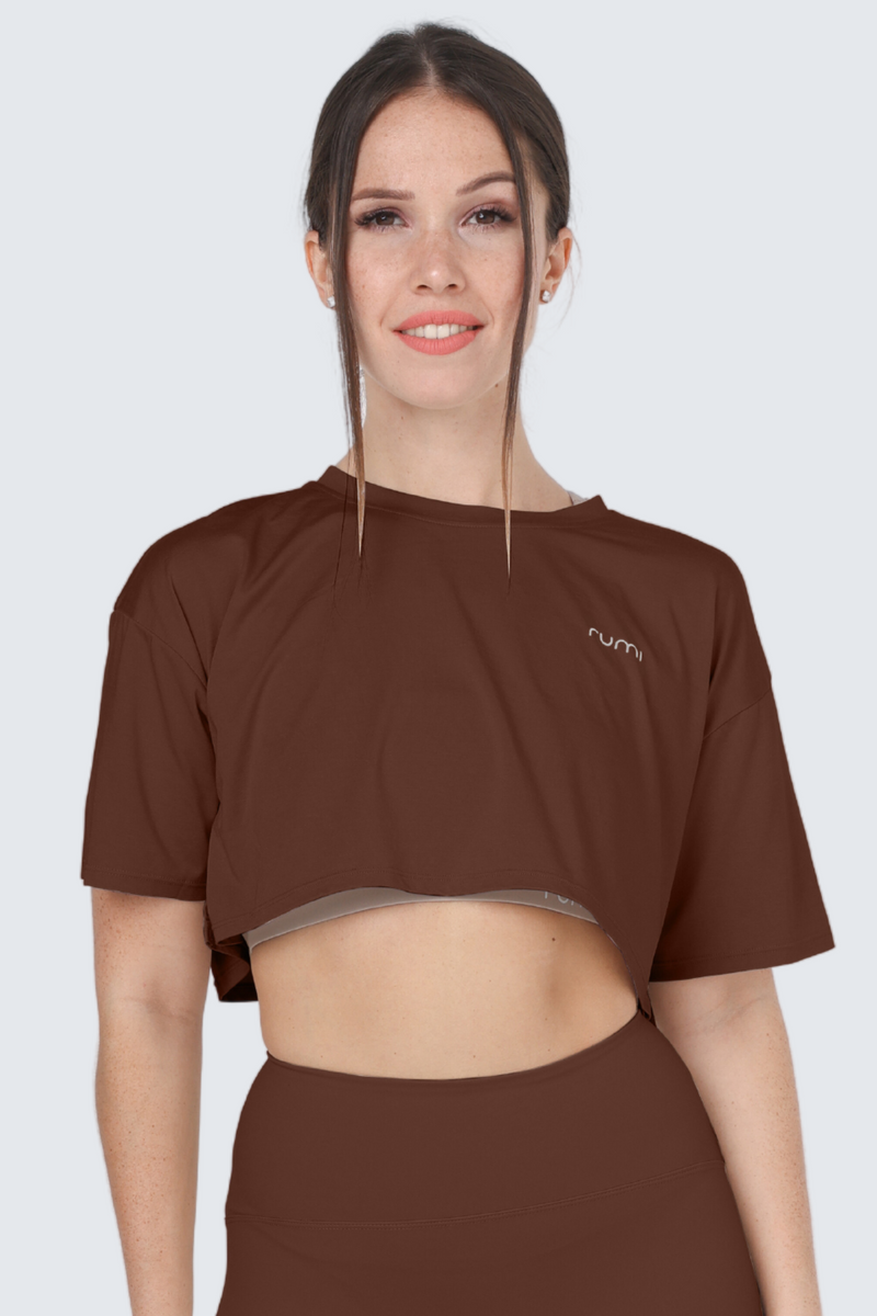 W MoveAir Tee Cropped - Cocoa