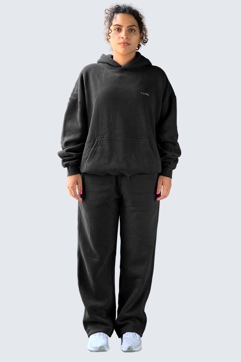 WU Moon Sweatpants Relaxed Open Fleece - Black