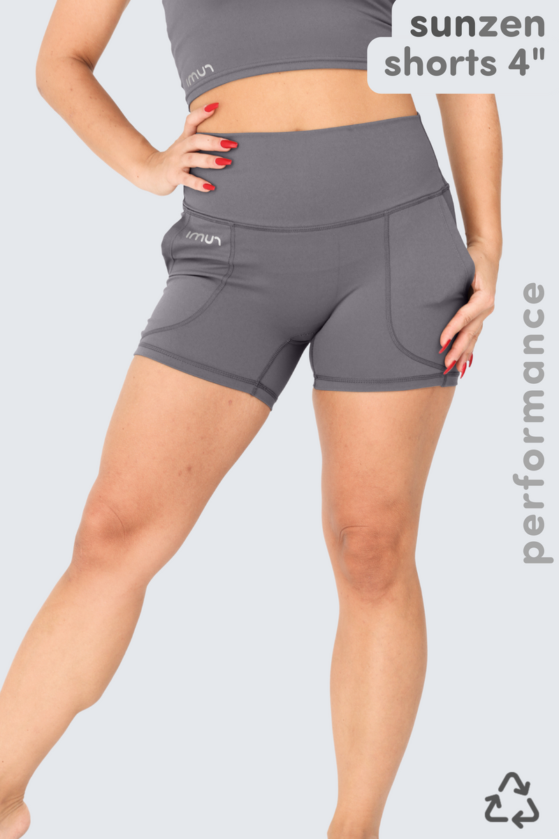 W Sun Zen Shorts 4” + Pockets - Seal Gray