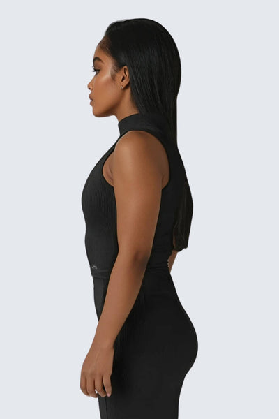 W SunRib Fit Tank Mock Neck - Black