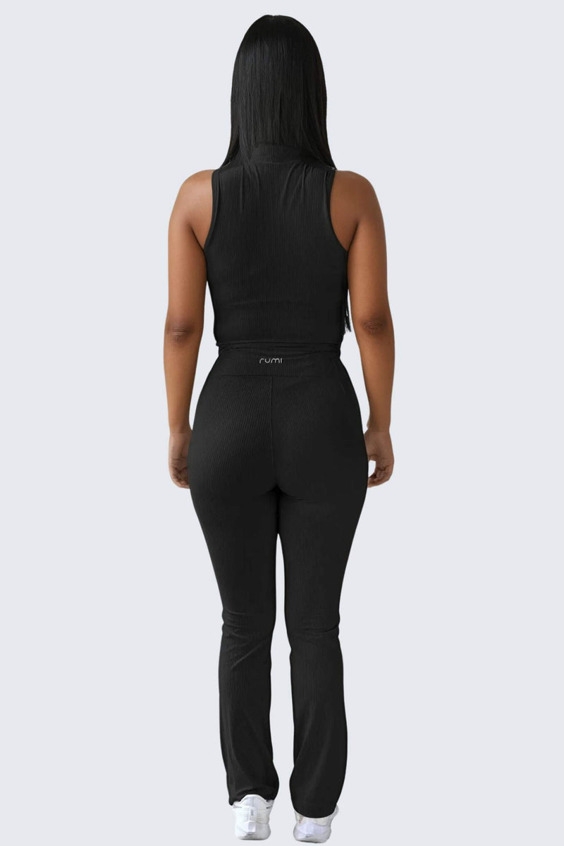W SunRib Fit Tank Mock Neck - Black