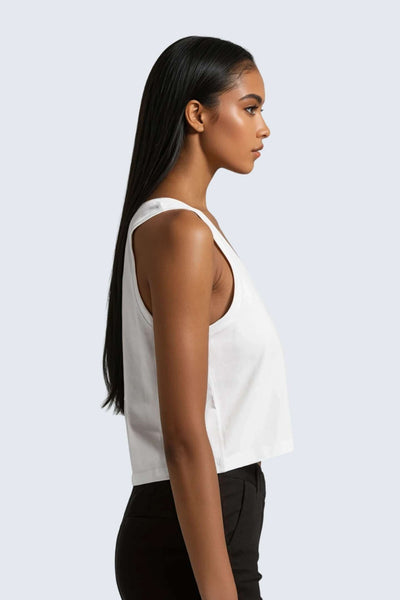 W Moon Air Cropped Singlet Tank - Snow
