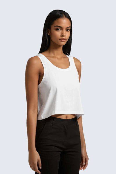 W Moon Air Cropped Singlet Tank - Snow