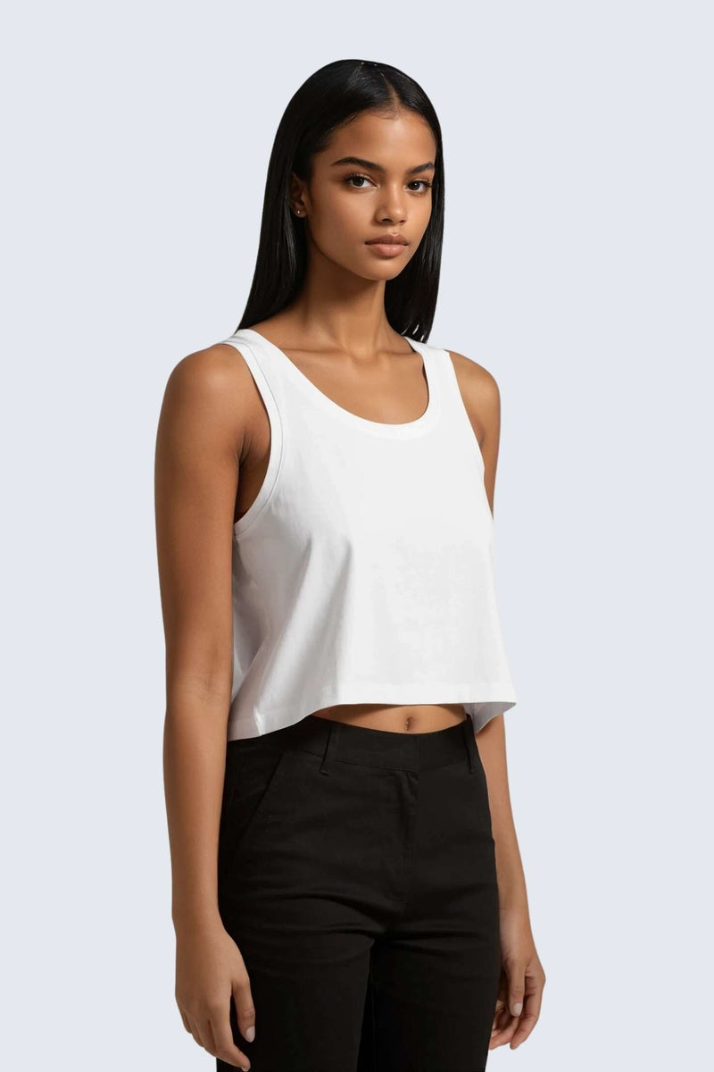 W Moon Air Cropped Singlet Tank - Snow