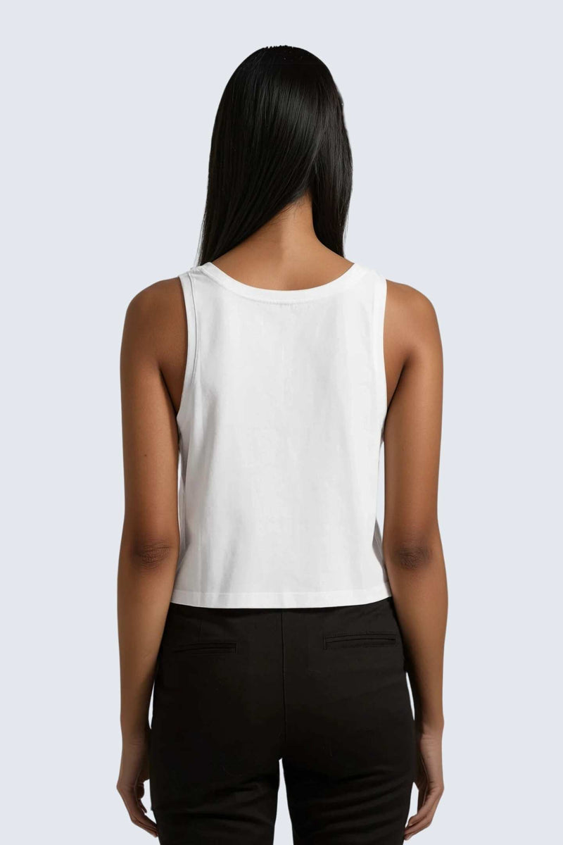 W Moon Air Cropped Singlet Tank - Snow