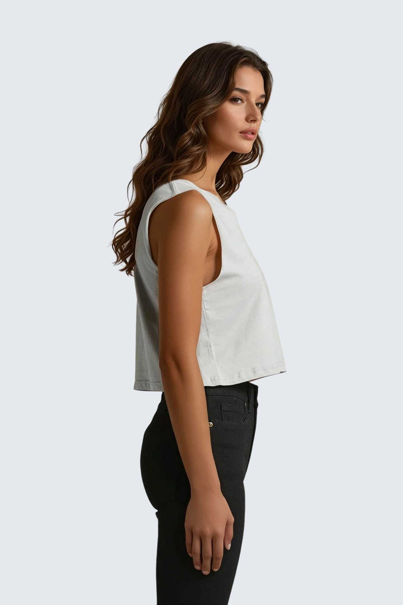 W Moon Air Cropped Tank - Stone