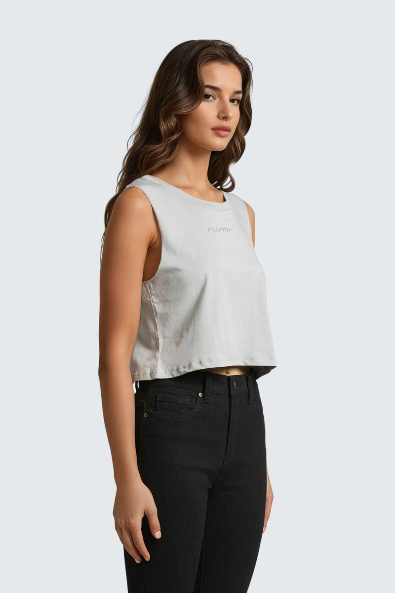 W Moon Air Cropped Tank - Stone