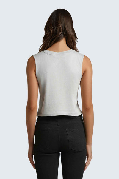 W Moon Air Cropped Tank - Stone