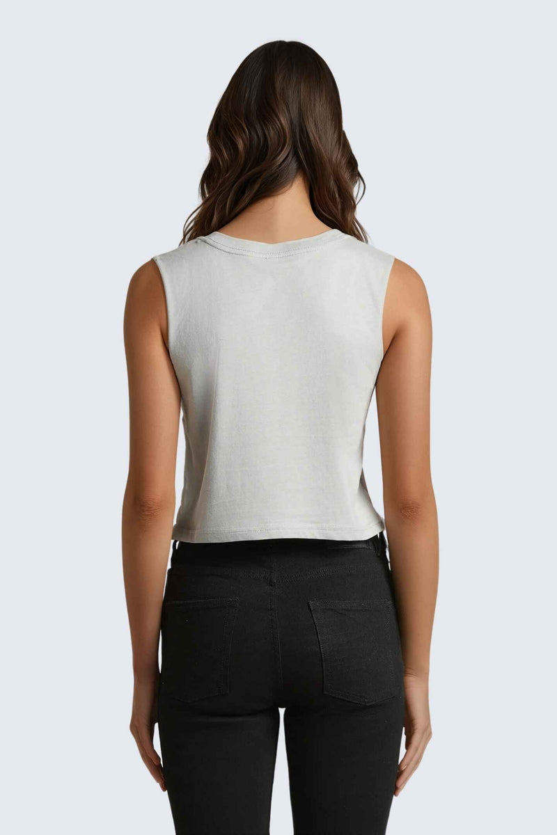 W Moon Air Cropped Tank - Stone