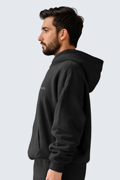 U Moon Dento Sweatshirt Oversize Fleece + Hoodie - Black