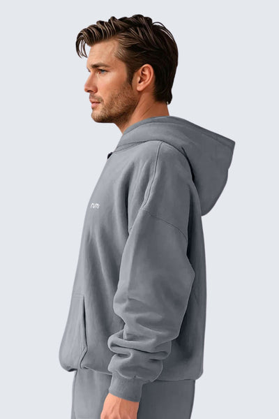 U Moon Dento Sweatshirt Oversize Fleece + Hoodie - Stone