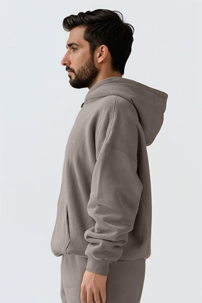 U Moon Dento Sweatshirt Oversize Fleece + Hoodie - Camel