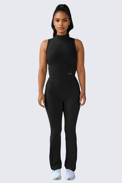 W SunRib Fit Tank Mock Neck - Black
