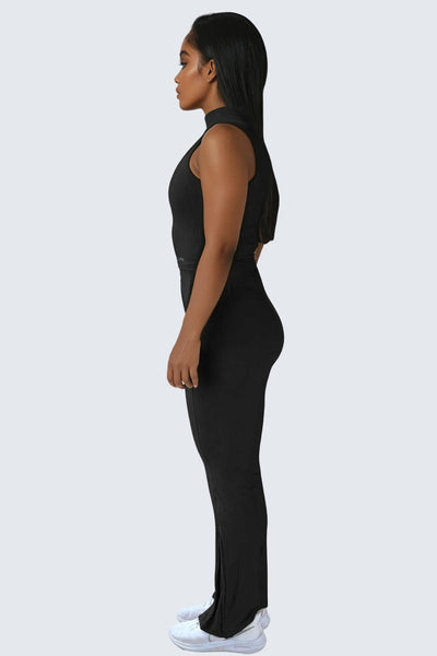 W SunRib Fit Tank Mock Neck - Black