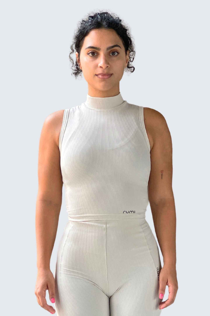 W SunRib Fit Tank Mock Neck - Snow