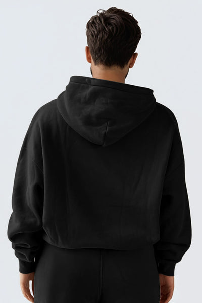 U Moon Dento Sweatshirt Oversize Fleece + Hoodie - Black
