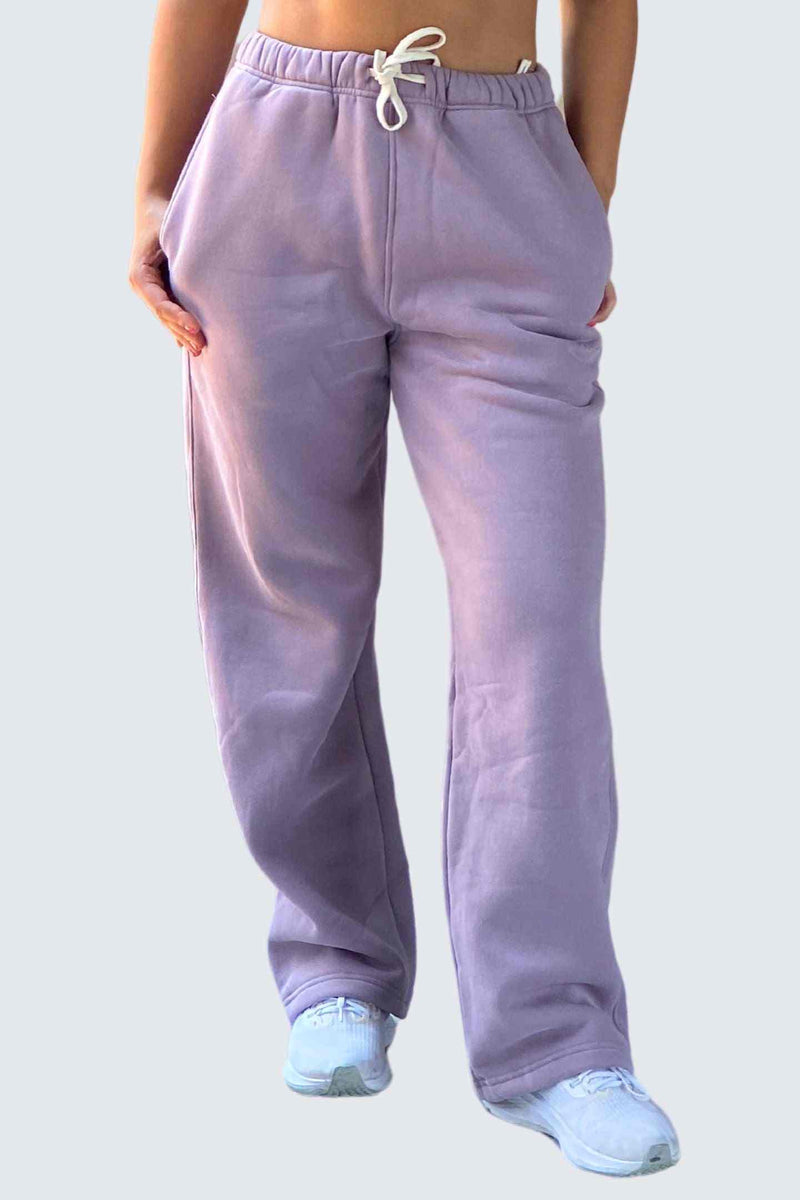 WU Moon Sweatpants Relaxed Open Fleece - Plum Light