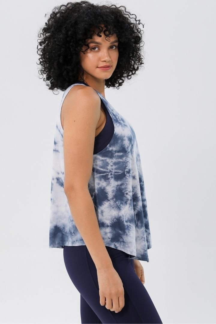 Rumi Earth Sun Air Flared Tank Shibori - Midnight 3