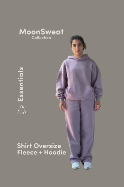 WU Moon Dento Sweatshirt Oversize Fleece + Hoodie - Plum Light