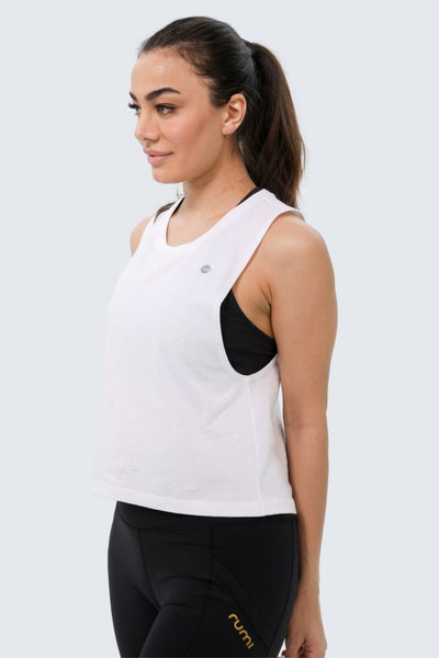 Moon Air Short Muscle Tank - White