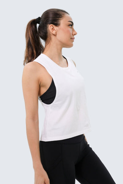 Moon Air Short Muscle Tank - White