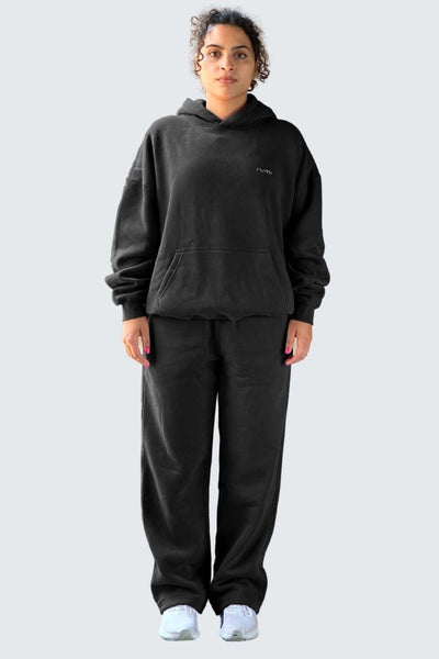 Rumi Earth - U Moon Dento Sweatshirt Oversize Fleece + Hoodie - Black - 