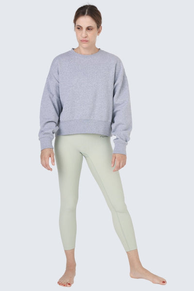 W Moon Cropped Oversized Sweatshirt - Heather Stone