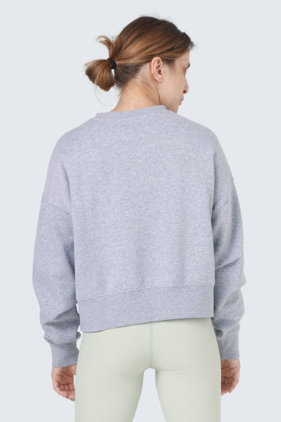 W Moon Cropped Oversized Sweatshirt - Heather Stone