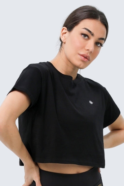 W Moon Tee Cropped - Black