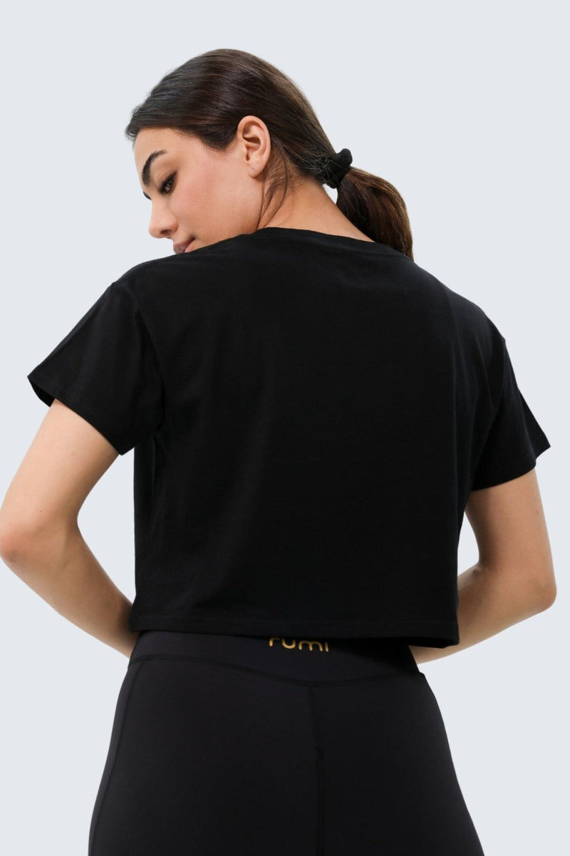 W Moon Tee Cropped - Black