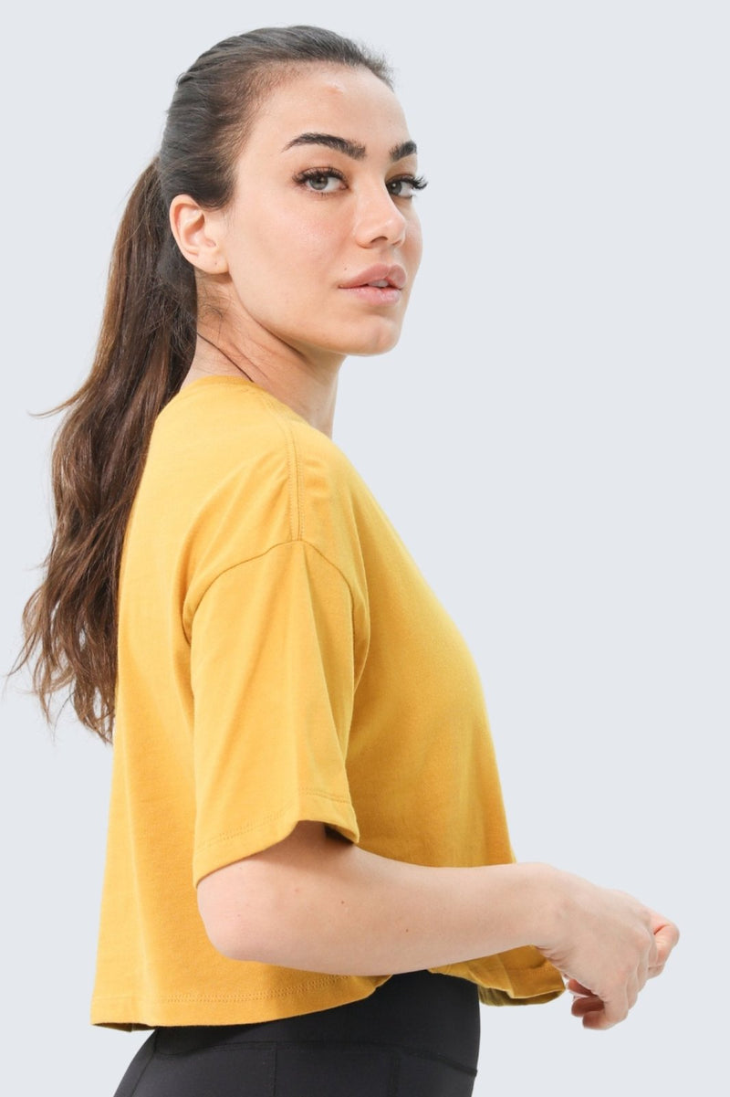 W Moon Tee Oversized Cropped - Turmeric