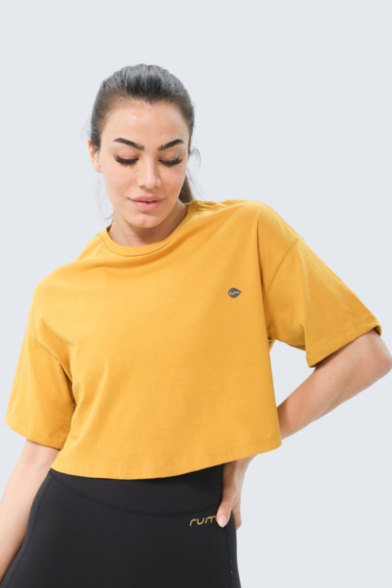 Rumi Earth - W Moon Tee Oversized Cropped - Turmeric - R111112TCP - Tops