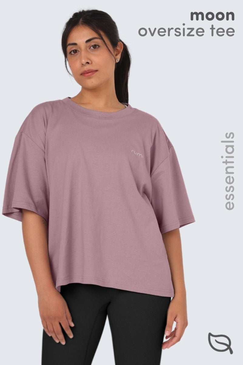 W Moon Tee Short Oversize - Rose Deep