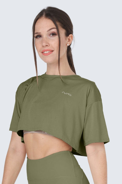 W MoveAir Tee Cropped - Leaf Deep