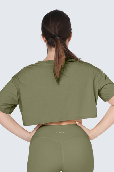 W MoveAir Tee Cropped - Leaf Deep