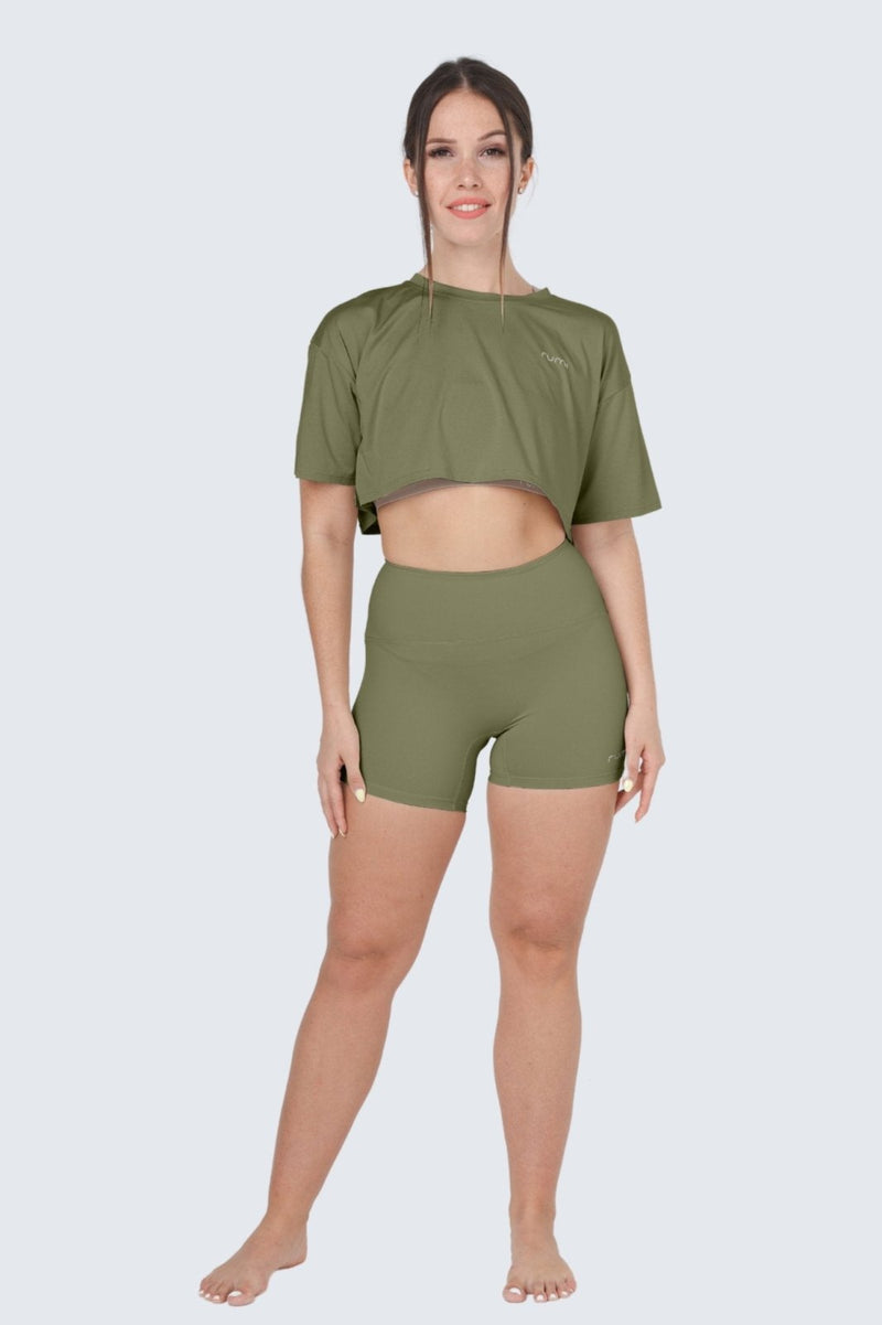 W MoveAir Tee Cropped - Leaf Deep