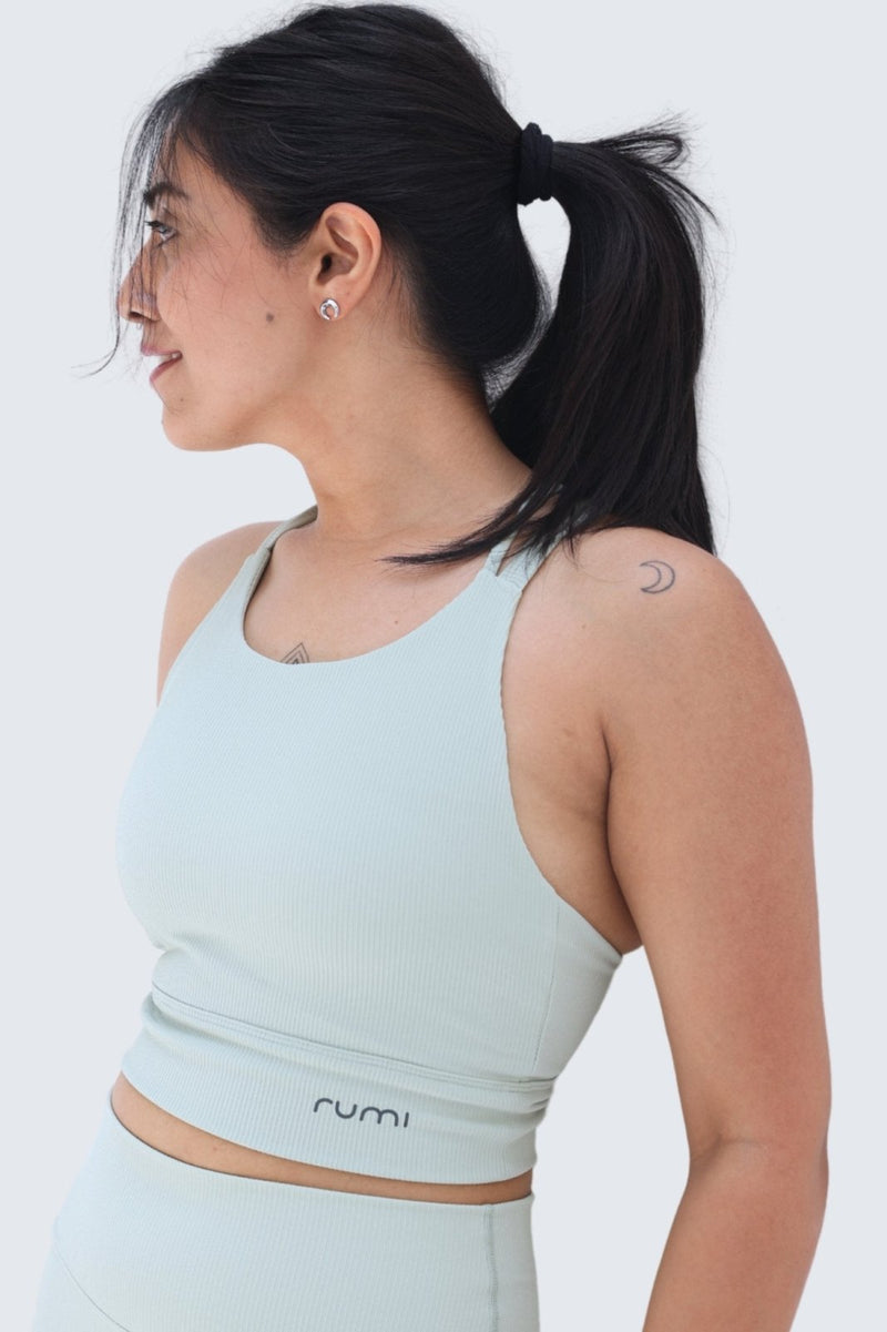 Sports Bra: Rumi Earth - W Sun Rib Crop Top Sports Bra - R128113