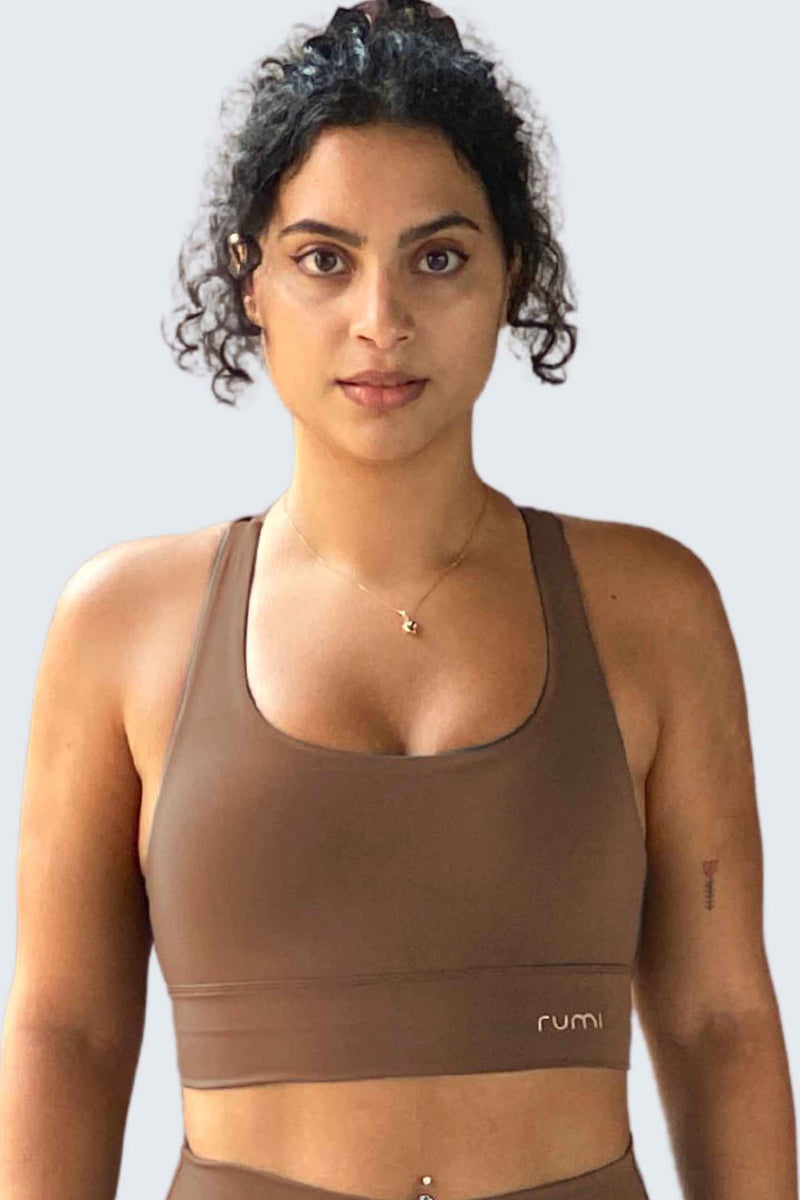 Rumi Earth - W SunSoft Stringy Crop Top Bra - Cocoa - R128230CAP - Bras